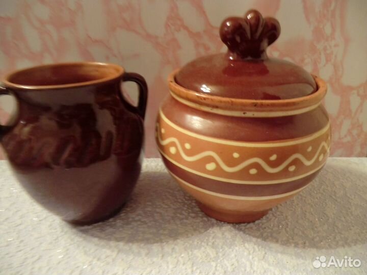 Глиняный горшок псковский 0.5 +кувшин