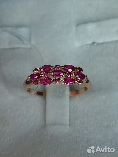 Золотое кольцо с рубинами 585пр