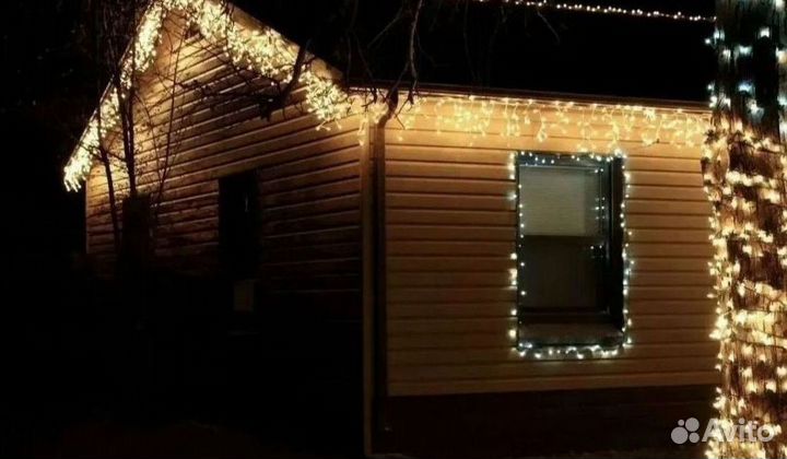 Украшение дома гирляндой