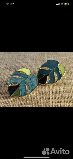 Серьги кристаллы и серьги листики