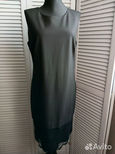 Черное платье футляр с кружевом размер 46