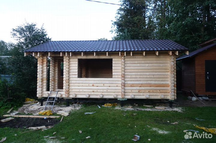 Сруб Бани 4.9x7.5м. с крыльцом и лагами из бревна