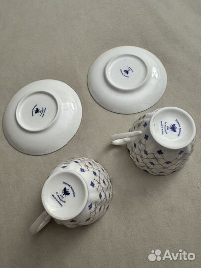 Чайная пара императорский фарфор, Гвоздика ретро