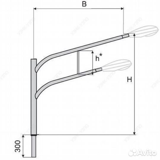 Двухрожковый консольный кронштейн