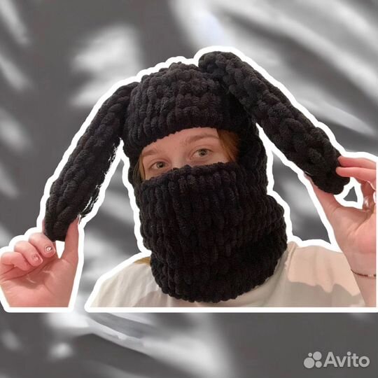 Балаклава вязаная с ушками