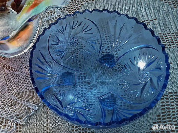 Вазы цветное синее стекло СССР цена за лот