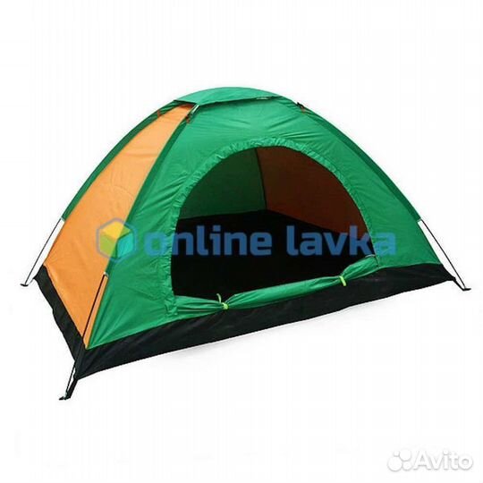 Палатка 2 места 1 слой оранжево зеленая
