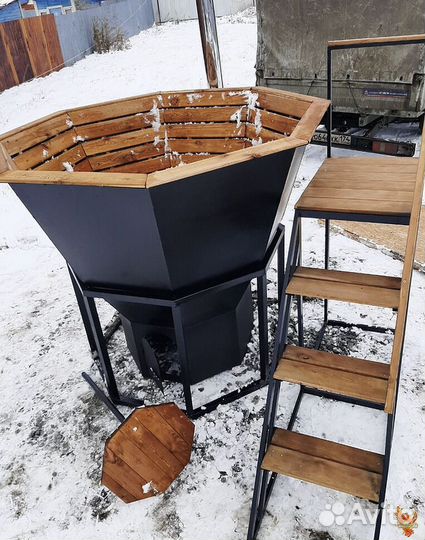 Банный чан-купель на дровах