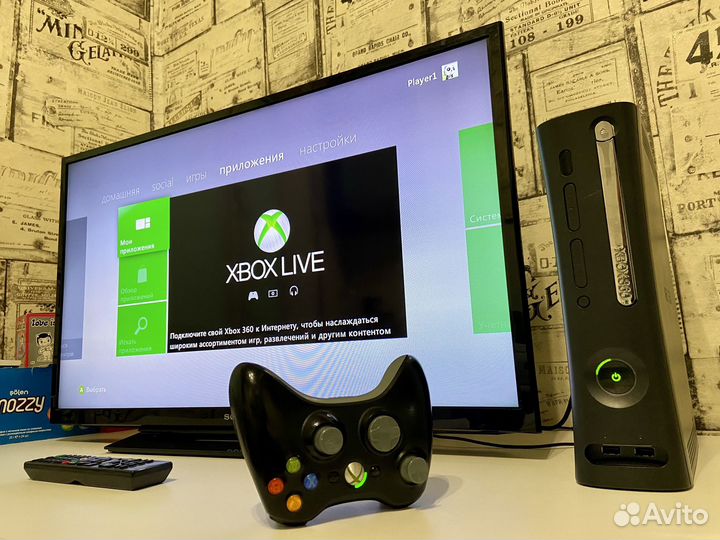 Xbox 360 с 2 джойстиками и 20 Играми