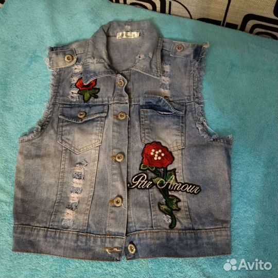 Джинсовая жилетка для девочки