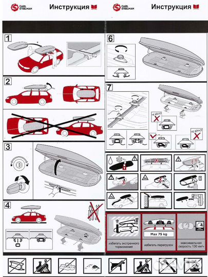 Автобокс Classic, 390л, 1750х790х400 с двусторо