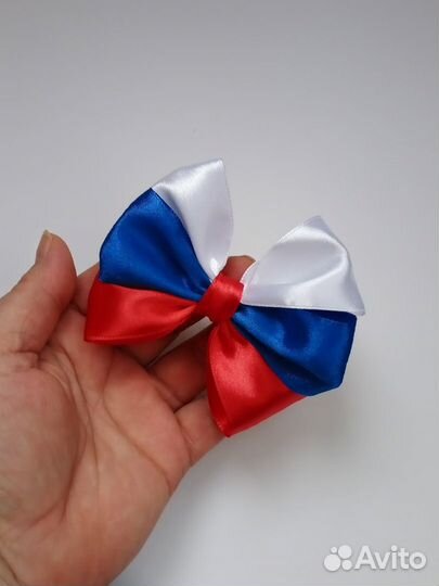 Бантики для волос на резинке триколор
