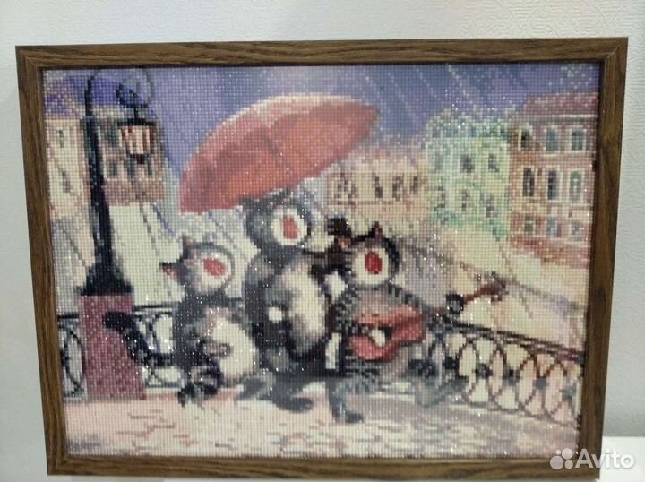 Алмазная мозаика питерские коты, рамка IKEA