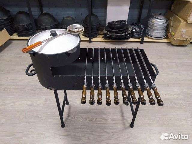 Печь мангaл для казана с шампурами