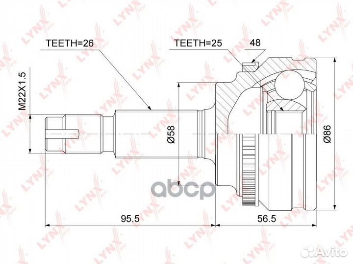 Шрус внешний перед прав/лев CO3753A lynxauto