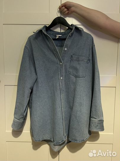 Джинсовая рубашка hm oversize
