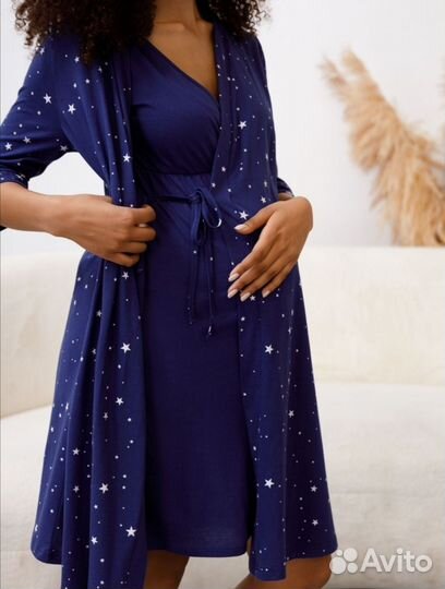 Халат и ночная сорочка для беременных и кормящих