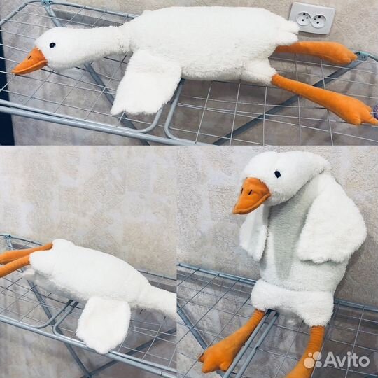 Мягкие игрушки авокадо, гусь обнимусь, фламинго