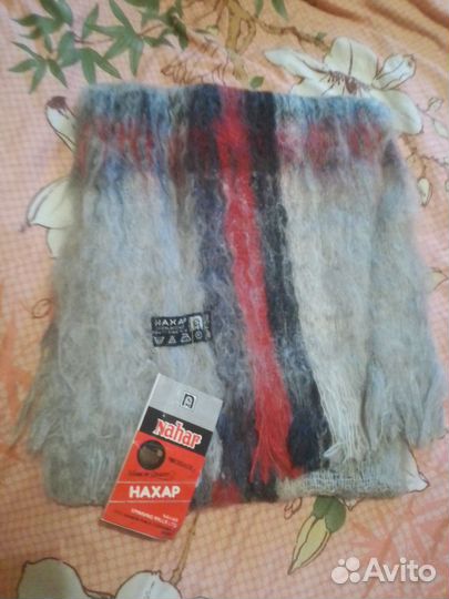 Шарфы мохеровые мужские,винтаж,серый,серо-голубой