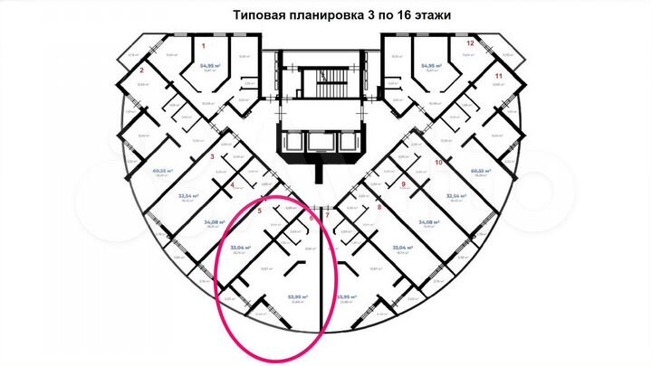 2-к. квартира, 54 м², 5/22 эт.