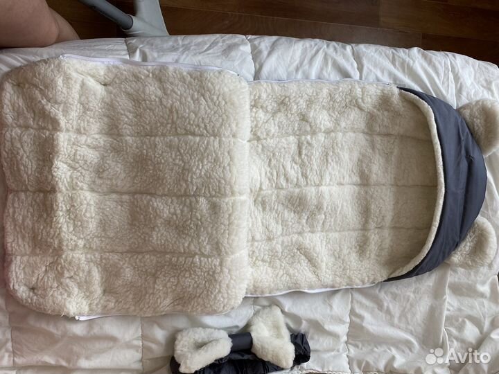 Зимний конверт в коляску на овчине