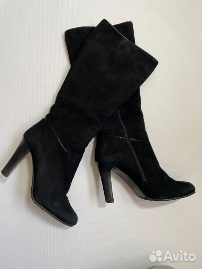 Сапоги Италия демисизон на каблуке замшевые