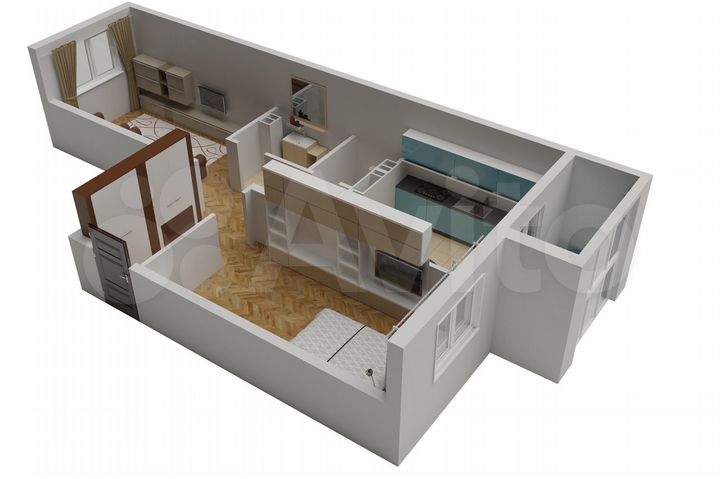 2-к. квартира, 57 м², 6/9 эт.