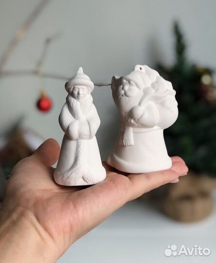 Дед Мороз и Снегурочка фарфор для росписи