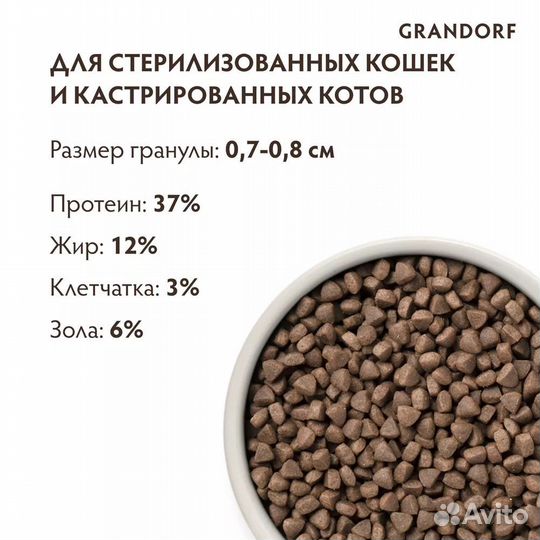 Grandorf стерилизованные кошки 2 кг кролик грандор