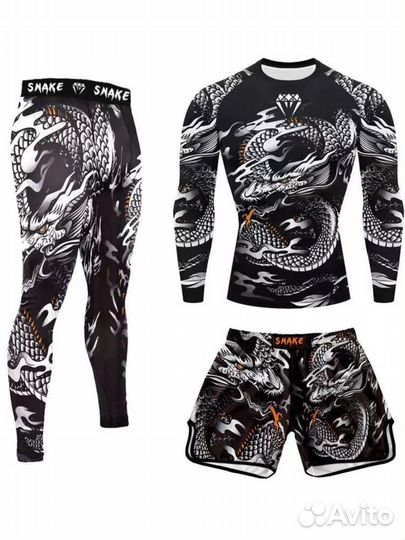 Спортивный костюм 3в1 Рашгард тайтсы шорты