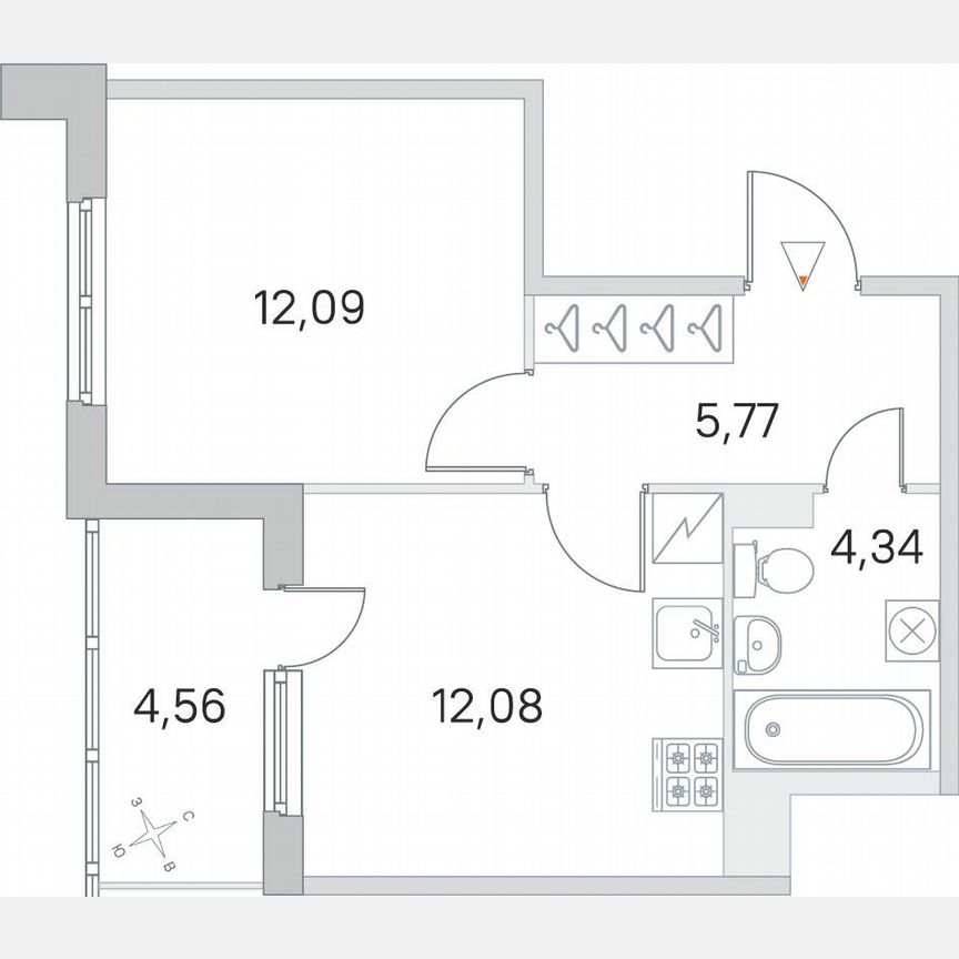1-к. квартира, 36,6 м², 4/5 эт.
