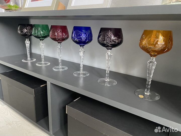 Хрустальные бокалы цветные гдр