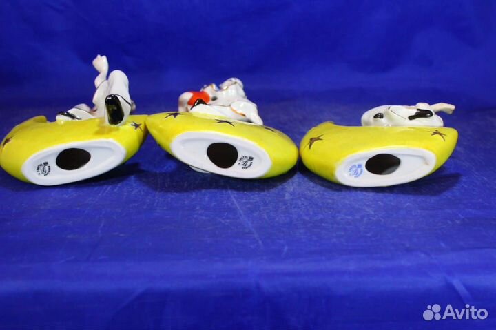 Фарфоровые статуэтки Пьеро триптих клоуны на Луне