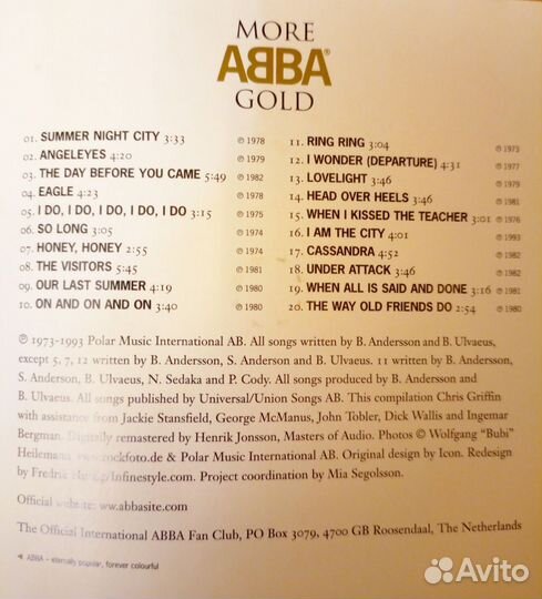 Коллекционный CD диск abba