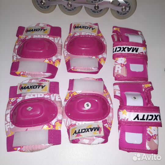 Ролики коньки детские 2 в 1 шлем защита MaxCity