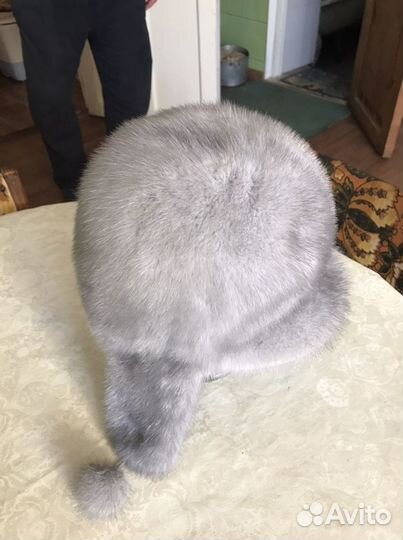 Шапка норка голубая