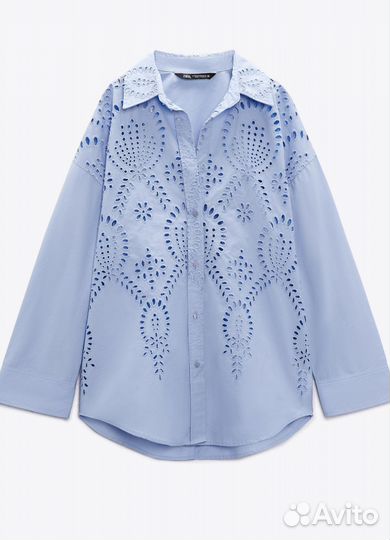 Рубашка оверсайз с ажурной вышивкой Zara