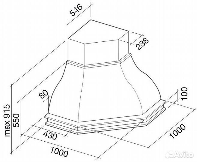 Вытяжка falmec iris gardenia ANG (600) S багет цвет орех cgaa00.00#742B461F