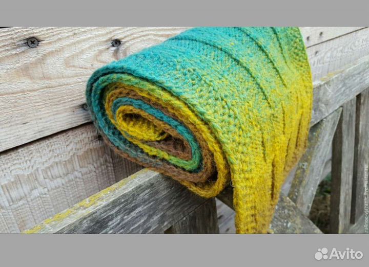 Вязаный шарф ручной работы 100 шерсть