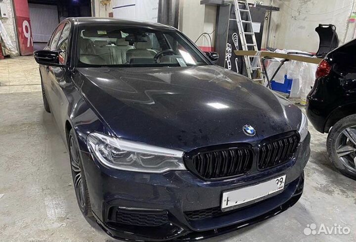 Губа и лезвия на пороги bmw g30 М чёрные