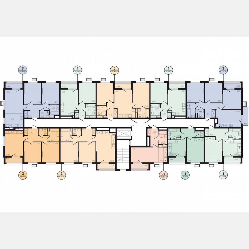 2-к. квартира, 61,7 м², 6/9 эт.