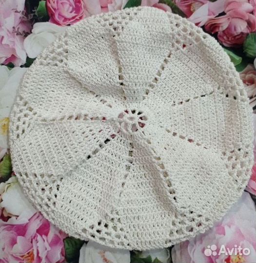 Ажурная шапка-сетка кроше летняя, берет