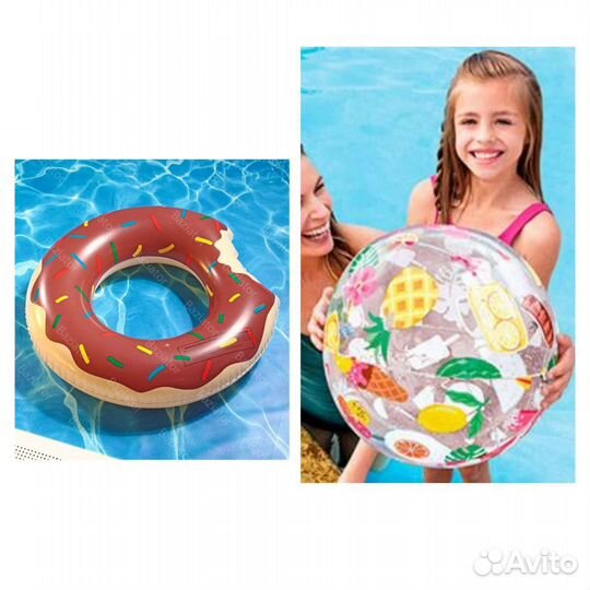 Надувной круг-пончик (детский), пляжный мяч