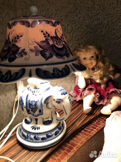 Настольная лампа, Гжель, авторская работа