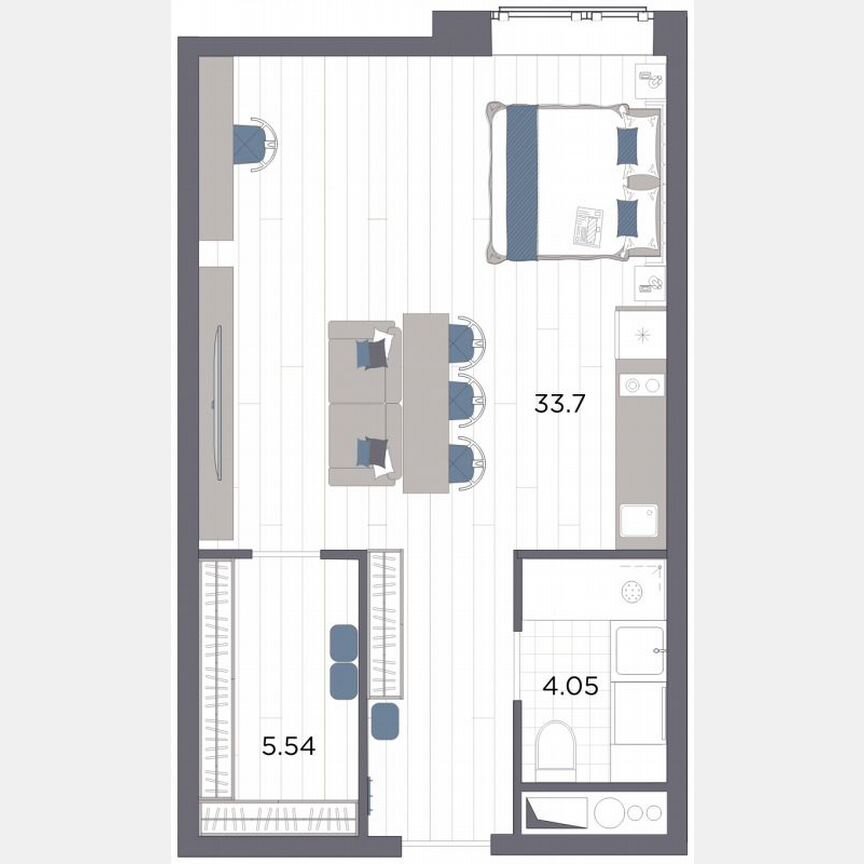 Апартаменты-студия, 43,3 м², 11/14 эт.