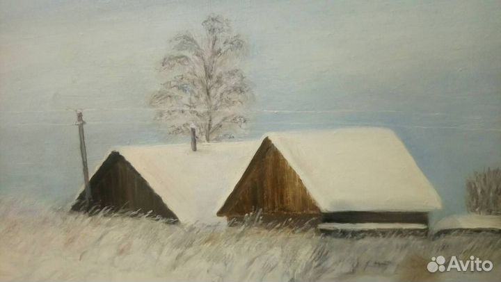 Картина маслом на холсте Зима 73 на 52