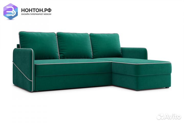 Диван угловой дельфин Энерджи изумрудный