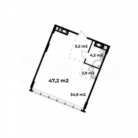 1-к. апартаменты, 47,2 м², 6/6 эт.