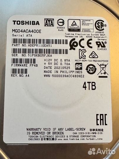 Hdd toshiba 4 TB
