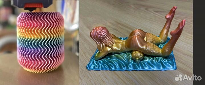 PLA пластик для 3D принтера, радуга, трёхцветный